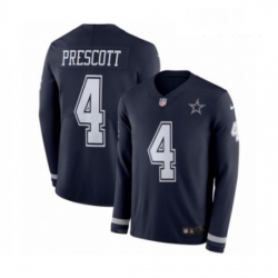 Youth Nike Dallas Cowboys 4 Dak Prescott Limited Navy Blue Therma Long Sleeve NFL Jersey