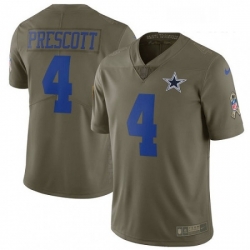 Youth Nike Dallas Cowboys 4 Dak Prescott Limited Olive 2017 Salute to Service NFL Jersey