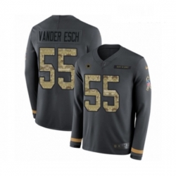 Youth Nike Dallas Cowboys 55 Leighton Vander Esch Limited Black Salute to Service Therma Long Sleeve NFL Jersey