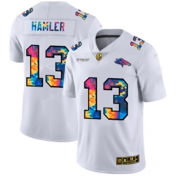 Denver Broncos 13 KJ Hamler Men White Nike Multi Color 2020 NFL Crucial Catch Limited NFL Jersey