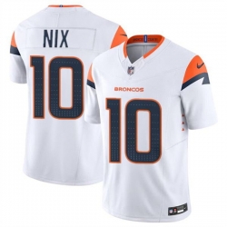 Men Denver Broncos 10 Bo Nix White 2024 Draft F U S E  Vapor Limited Stitched Football Jersey