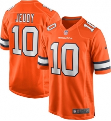 Men Denver Broncos 10 Jerry Jeudy Orange Game Stitched Jersey