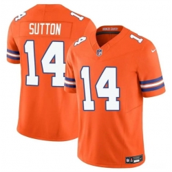 Men Denver Broncos 14 Courtland Sutton Orange F U S E  Mile High Collection 1977 Throwback Vapor Limited Stitched Football Jersey