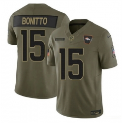 Men Denver Broncos 15 Nik Bonitto Olive 2025 F U S E  Salute to Service Limited Stitched Football Jersey