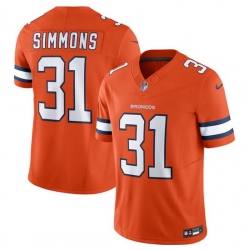 Men Denver Broncos 31 Justin Simmons Orange 2023 F U S E  Vapor Untouchable Stitched Jersey