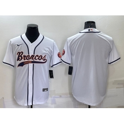 Men Denver Broncos Blank White Cool Base Stitched Baseball Jersey