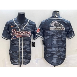 Men Denver Broncos Grey Camo Team Big Logo With Patch Cool Base Stitched Baseball Jersey