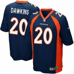 Men Nike Denver Broncos 20 Brian Dawkins Game Navy Blue Alternate NFL Jersey