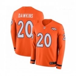 Men Nike Denver Broncos 20 Brian Dawkins Limited Orange Therma Long Sleeve NFL Jersey