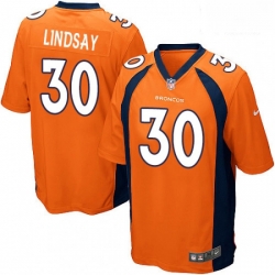 Men Nike Denver Broncos 30 Phillip Lindsay Game Orange Team Color NFL Jersey