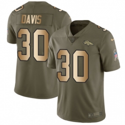 Men Nike Denver Broncos 30 Terrell Davis Limited OliveGold 2017 Salute to Service NFL Jersey