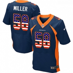 Men Nike Denver Broncos 58 Von Miller Elite Navy Blue Alternate USA Flag Fashion NFL Jersey