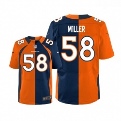 Men Nike Denver Broncos 58 Von Miller Elite OrangeNavy Split Fashion NFL Jersey