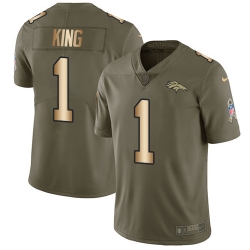 Nike Broncos #1 Marquette King Olive Gold Mens Stitched NFL Limited 2017 Salute To Service Jersey