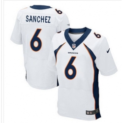 Nike Broncos #6 Mark Sanchez White Mens Stitched NFL New Elite Jersey