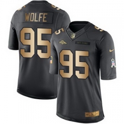 Nike Broncos #95 Derek Wolfe Black Mens Stitched NFL Limited Gold Salute To Service Jersey