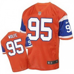 Nike Broncos #95 Derek Wolfe Orange Throwback Mens Stitched NFL Elite Jersey