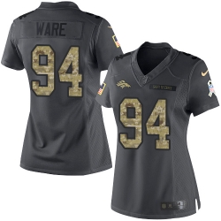 Nike Broncos #94 DeMarcus Ware Black Womens Stitched NFL Limited 2016 Salute to Service Jersey