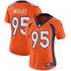 Nike Broncos #95 Derek Wolfe Orange Team Color Womens Stitched NFL Vapor Untouchable Limited Jersey