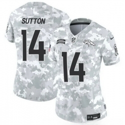 Women Denver Broncos 14 Courtland Sutton 2024 F U S E Arctic Camo Salute To Service Limited Stitched Jersey