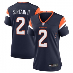 Women Denver Broncos 2 Pat Surtain II Navy 2024 Alternate Stitched Jersey