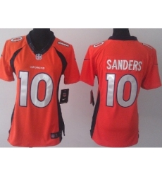 Women Nike Denver Broncos 10 Emmanuel Sanders Orange NFL Jerseys