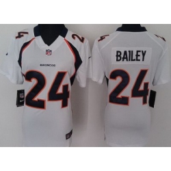 Women Nike Denver Broncos 24# Champ Bailey White Nike NFL Jerseys