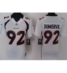 Women Nike Denver Broncos 92# Elvis Dumervil White Nike NFL Jerseys