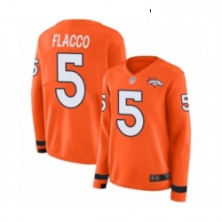 Womens Denver Broncos 5 Joe Flacco Limited Orange Therma Long Sleeve Football Jersey