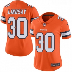 Womens Nike Denver Broncos 30 Phillip Lindsay Limited Orange Rush Vapor Untouchable NFL Jersey