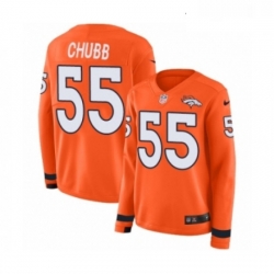 Womens Nike Denver Broncos 55 Bradley Chubb Limited Orange Therma Long Sleeve NFL Jersey