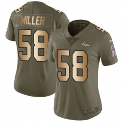 Womens Nike Denver Broncos 58 Von Miller Limited OliveGold 2017 Salute to Service NFL Jersey