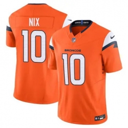 Youth Denver Broncos 10 Bo Nix Orange F U S E Vapor Limited Stitched Football Jersey