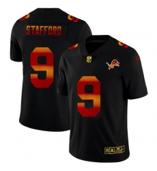 Detroit Lions 9 Matthew Stafford Men Black Nike Red Orange Stripe Vapor Limited NFL Jersey