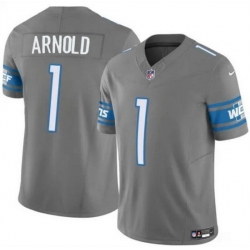 Men Detroit Lions 1 Terrion Arnold Grey 2024 Draft F U S E  Vapor Untouchable Limited Stitched Jersey