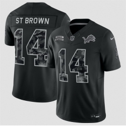 Men Detroit Lions  14 Amon Ra St  Brown Black F U S E  2026 Salute to Service Limited Stitched Football Jersey