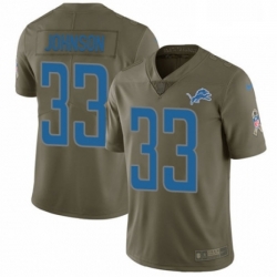 Men Nike Detroit Lions 33 Kerryon Johnson Limited Olive 2017 Salute to Service NFL Jersey