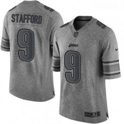 Men Nike Detroit Lions 9 Matthew Stafford Limited Gray Gridiron NFL Jersey