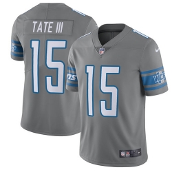 Nike Lions #15 Golden Tate III Gray Mens Stitched NFL Limited Rush Jersey