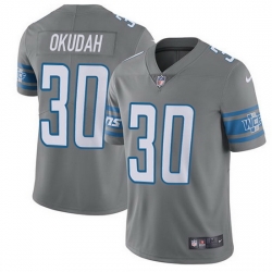 Nike Lions 30 Jeff Okudah Gray Men Stitched NFL Limited Rush Jersey