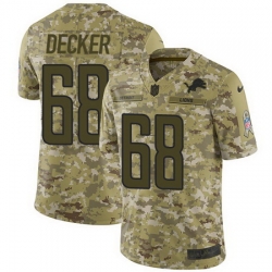 Nike Lions #68 Taylor Decker Camo Mens Stitched NFL Limited 2018 Salute To Service Jersey