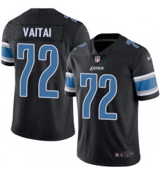 Nike Lions 72 Halapoulivaati Vaitai Black Men Stitched NFL Limited Rush Jersey