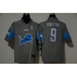 Nike Lions 9 Matthew Stafford Gray Team Big Logo Number Vapor Untouchable Limited Jersey