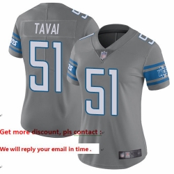 Lions 51 Jahlani Tavai Gray Women Stitched Football Limited Rush Jersey