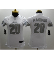 Nike Women Detroit Lions #20 sanders Platinum White Jerseys