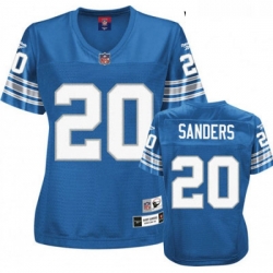 Reebok Detroit Lions 20 Barry Sanders Blue Womens Throwback Team Color Replica Throwback NFL Jersey