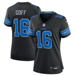 Women Detroit Lions 16 Jared Goff Black 2nd Alternate Stitched Jersey