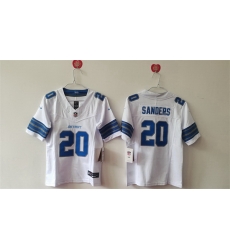 Women Detroit Lions 20 Barry Sanders White 2024 F U S E  Vapor Limited Stitched Jersey 28Run Smaller 29