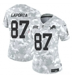 Women Detroit Lions 87 Sam LaPorta 2024 F U S E Arctic Camo Salute To Service Limited Stitched Jersey