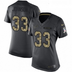 Womens Nike Detroit Lions 33 Kerryon Johnson Limited Black 2016 Salute to Service NFL Jersey